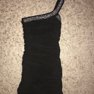 Black one strapped semi-formal dress